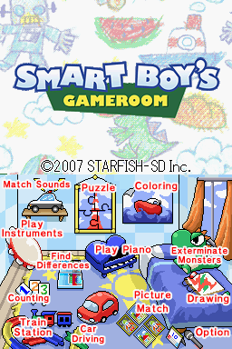 Smart Boy's Gameroom (Nintendo DS) screenshot: Title screen / Main menu