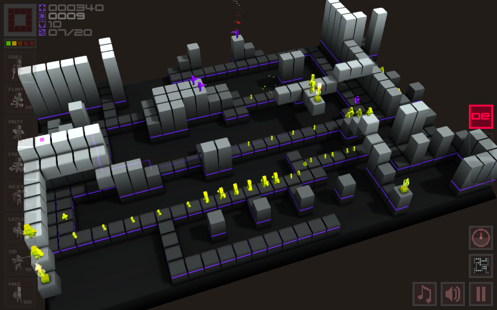 Cubemen (Windows) screenshot: Another view of the opponent sending in a lot of forces.