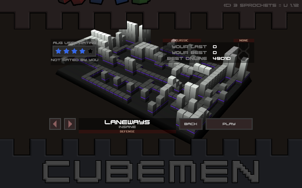 Cubemen (Windows) screenshot: Map selection