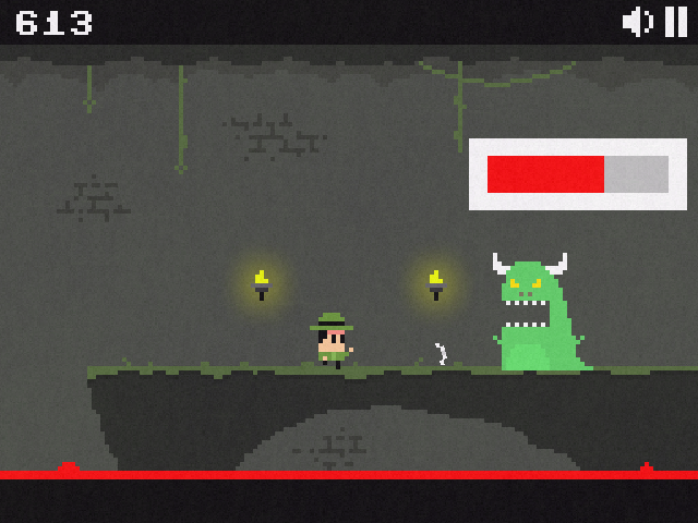 The Adventures of One Button Bob (Browser) screenshot: The boss monster!