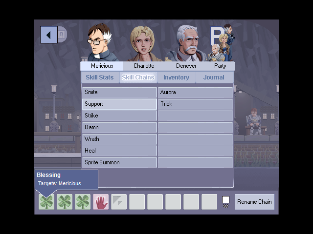 The Spirit Engine II (Windows) screenshot: Individual skill chains