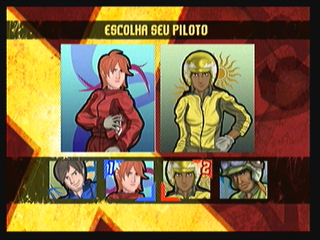 Zeebo Extreme Corrida Aérea (Zeebo) screenshot: The head-to-head character selection screen.