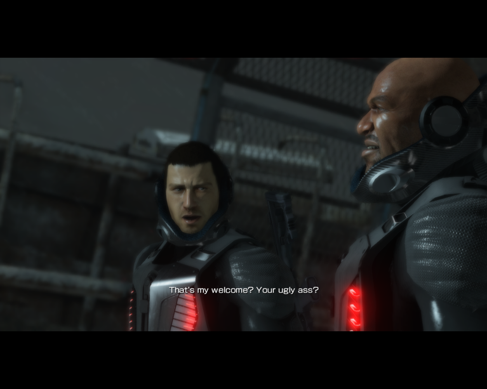 Binary Domain (Windows) screenshot: Dan and Bo - two buddies at the beginning of the game