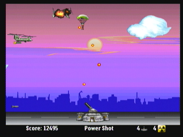 Toy Raid (Zeebo) screenshot: Using the power shot at Wave 6.