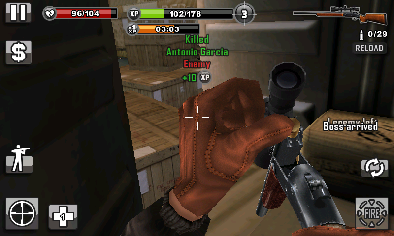 Contract Killer (Android) screenshot: Reloading while taking cover