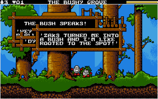 Magicland Dizzy (DOS) screenshot: Talking with Dylan.