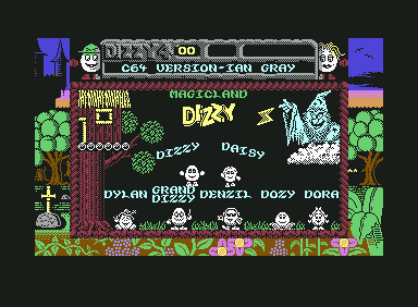 Magicland Dizzy (Commodore 64) screenshot: Title screen.