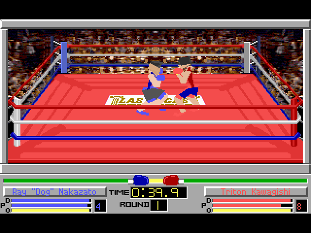 4-D Boxing (FM Towns) screenshot: Dramatic situation...