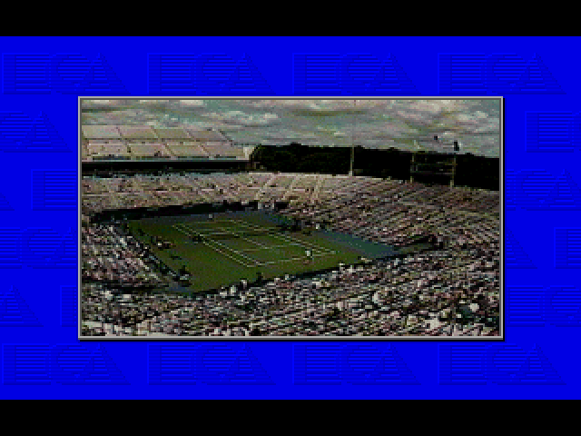 4D Sports Tennis (FM Towns) screenshot: View of the stadium