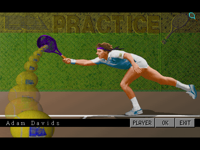 4D Sports Tennis (FM Towns) screenshot: Practice mode