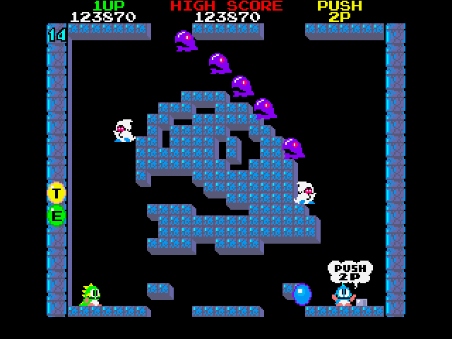 Bubble Bobble (FM Towns) screenshot: ...and here is a big fish :)