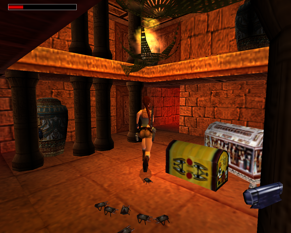 The Times Exclusive Tomb Raider Level (Windows) screenshot: The bugs! Oh, not the game bugs, but.. these unstoppable bugs!