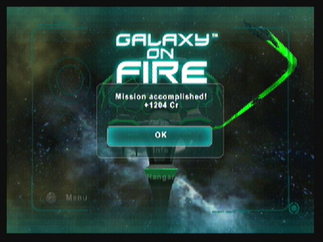 Galaxy on Fire (Zeebo) screenshot: After each mission, credits will be added to players' account.