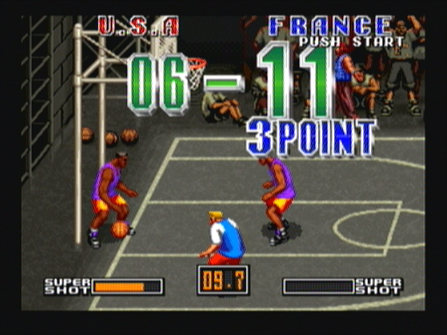 Street Slam (Zeebo) screenshot: The score is highlighted every time a team scores.