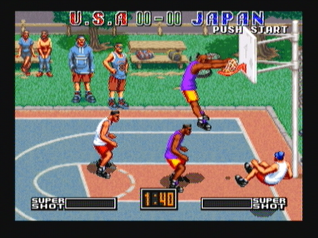 Street Slam (Zeebo) screenshot: My player performs a dunk.
