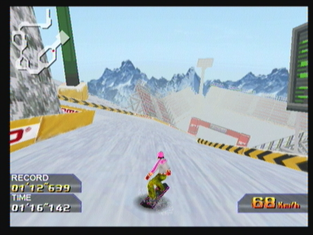 Alpine Racer (Zeebo) screenshot: About to cross the finish line of the first course, Nostalgic-Ex.