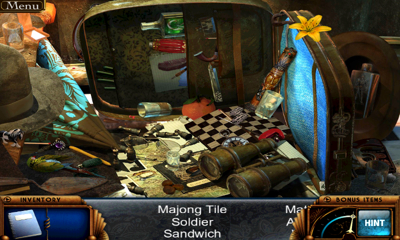 Secrets of the Dragon Wheel (Android) screenshot: First hidden object scene