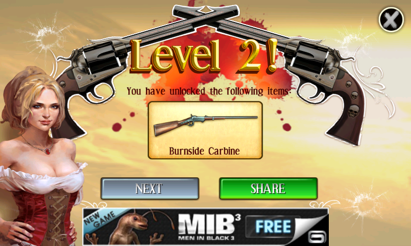 Six-Guns (Android) screenshot: Level up