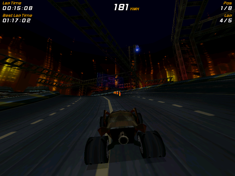 Mad Trax (Windows) screenshot: Power-ups ahead.