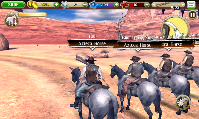 Six-Guns (Android) screenshot: Horse race