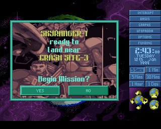 X-COM: UFO Defense (PlayStation) screenshot: No you can investigate the crash site with your crew