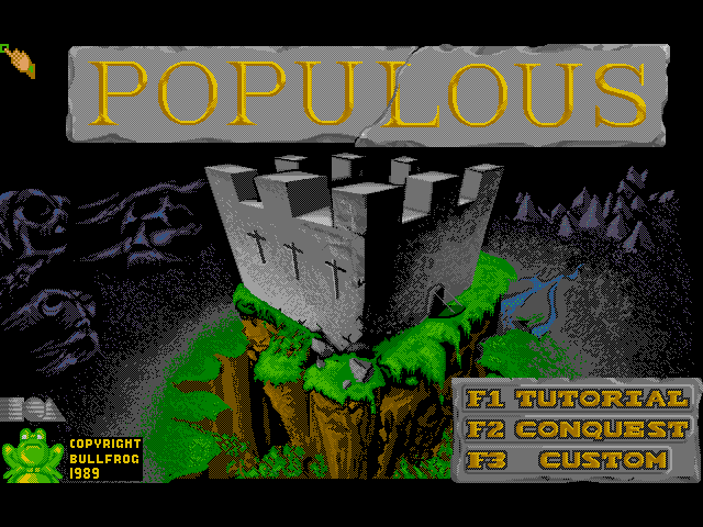Populous / Populous: The Promised Lands (FM Towns) screenshot: Main menu