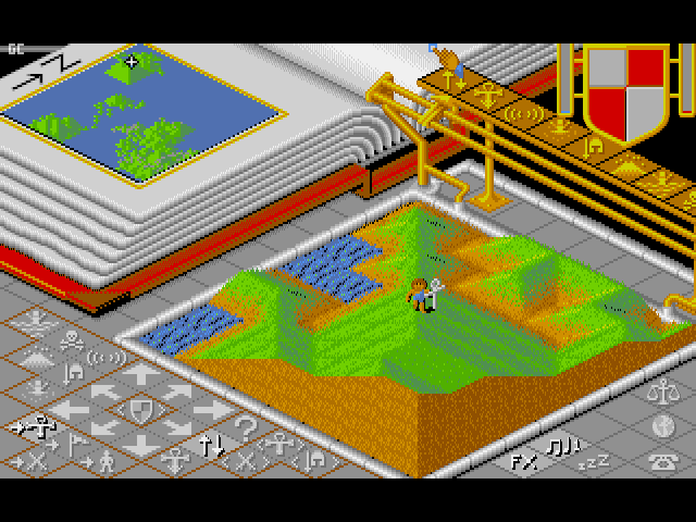 Populous / Populous: The Promised Lands (FM Towns) screenshot: Go forth, brave little guy!