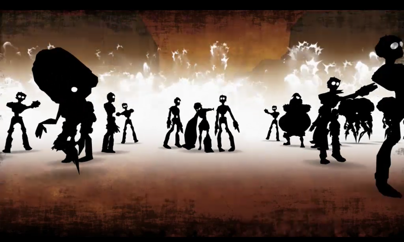 Gears & Guts (Android) screenshot: Intro: lots of zombies...