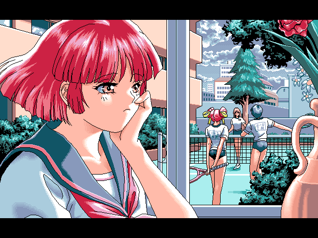 Hana no Kioku (FM Towns) screenshot: Saki is sad
