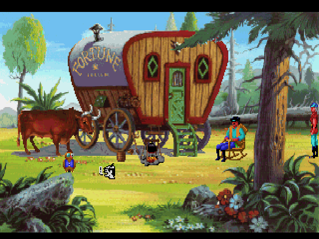 King's Quest V: Absence Makes the Heart Go Yonder! (FM Towns) screenshot: Fortune teller's wagon