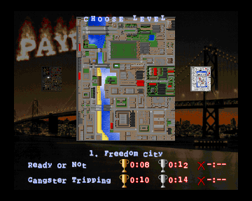 Payback (Amiga) screenshot: Choose level (AGA Lo-Res)