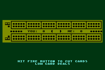 King Cribbage (Atari 8-bit) screenshot: See Who Deal First