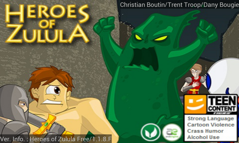 Heroes of Zulula (Android) screenshot: Title screen