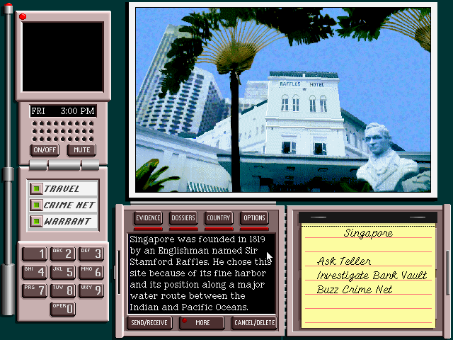 Where in the World Is Carmen Sandiego? (Deluxe Edition) (FM Towns) screenshot: Singapore greets you