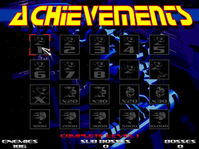 Armalyte (Windows) screenshot: Achievements