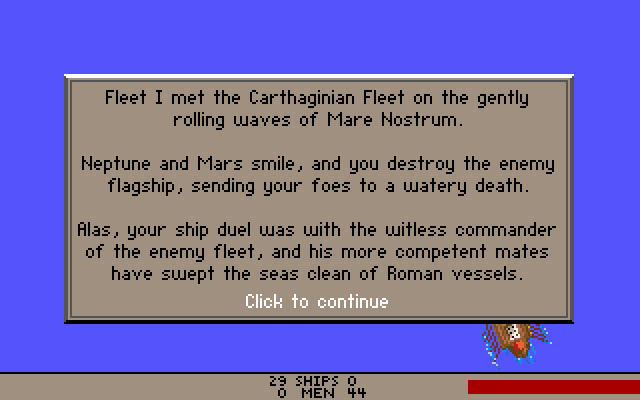 Centurion: Defender of Rome (DOS) screenshot: Victorious at the seas!