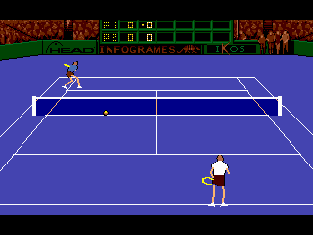 Advantage Tennis (FM Towns) screenshot: The opponent just hit the ball