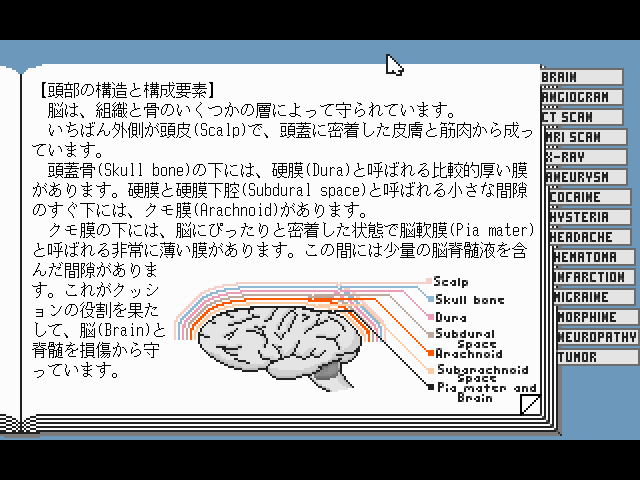 Life & Death II: The Brain (FM Towns) screenshot: Lots of medical information
