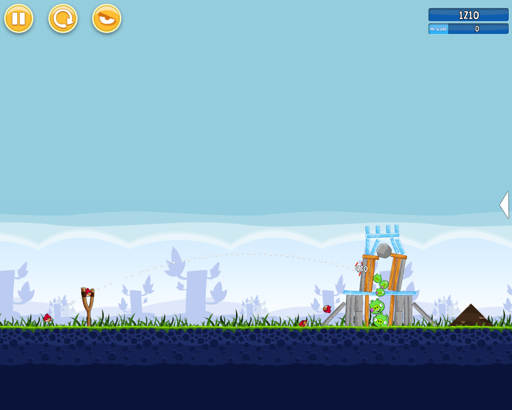 Angry Birds (Browser) screenshot: Crushing the pigs