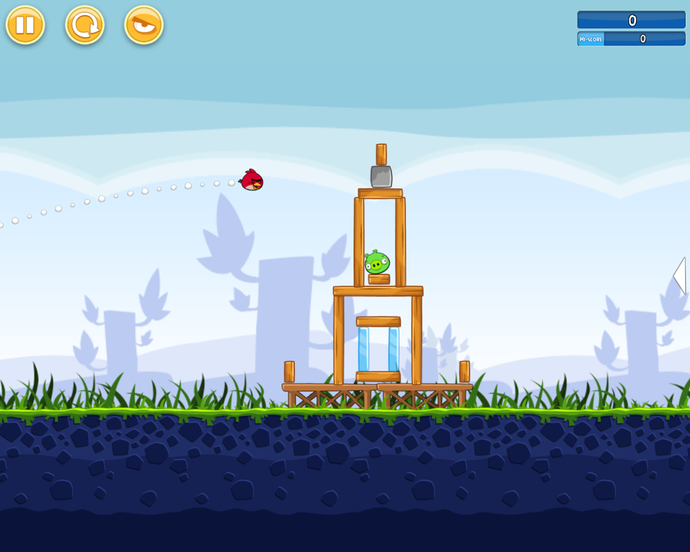 Angry Birds (Browser) screenshot: Classic Angry Birds gameplay