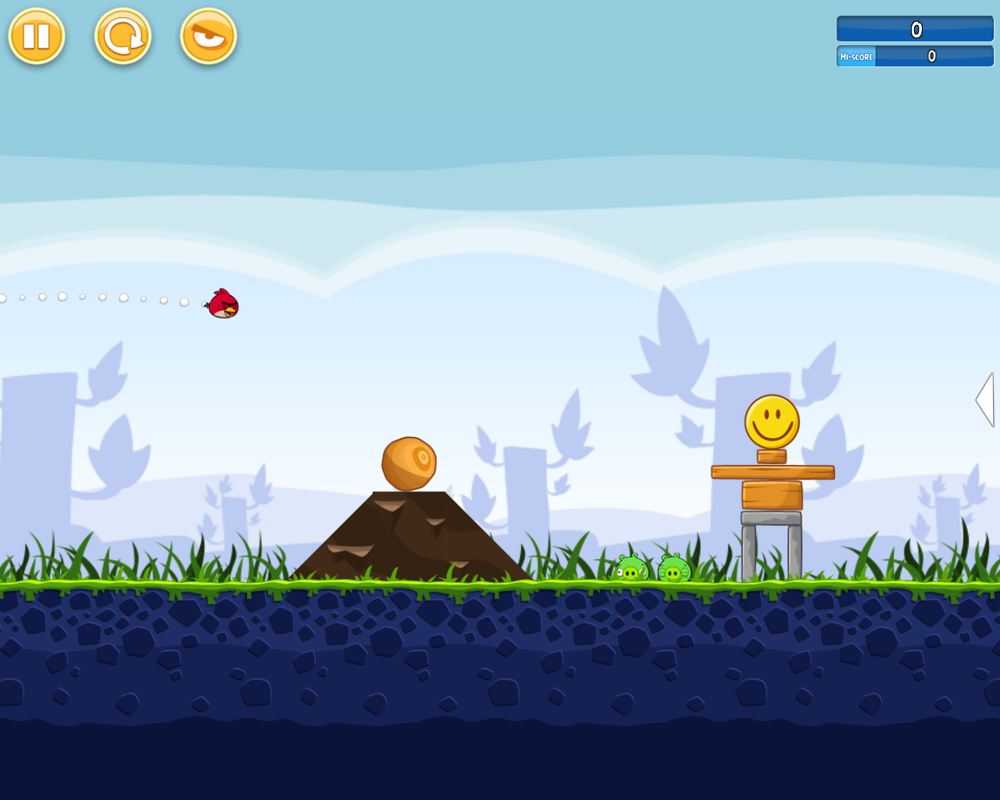 Angry Birds (Browser) screenshot: Aiming for the smiley