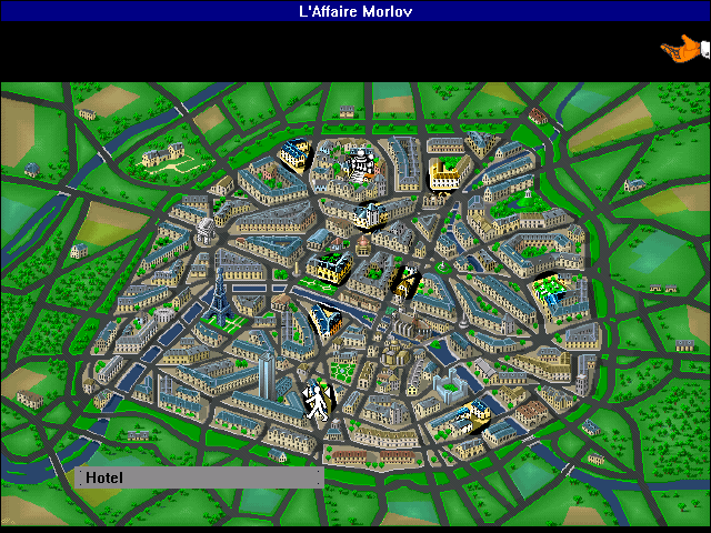 The Morlov Affair (Windows 3.x) screenshot: Map.