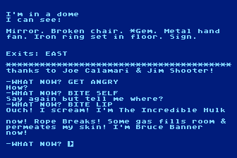 The Hulk (Atari 8-bit) screenshot: I Briefly Hulk Out