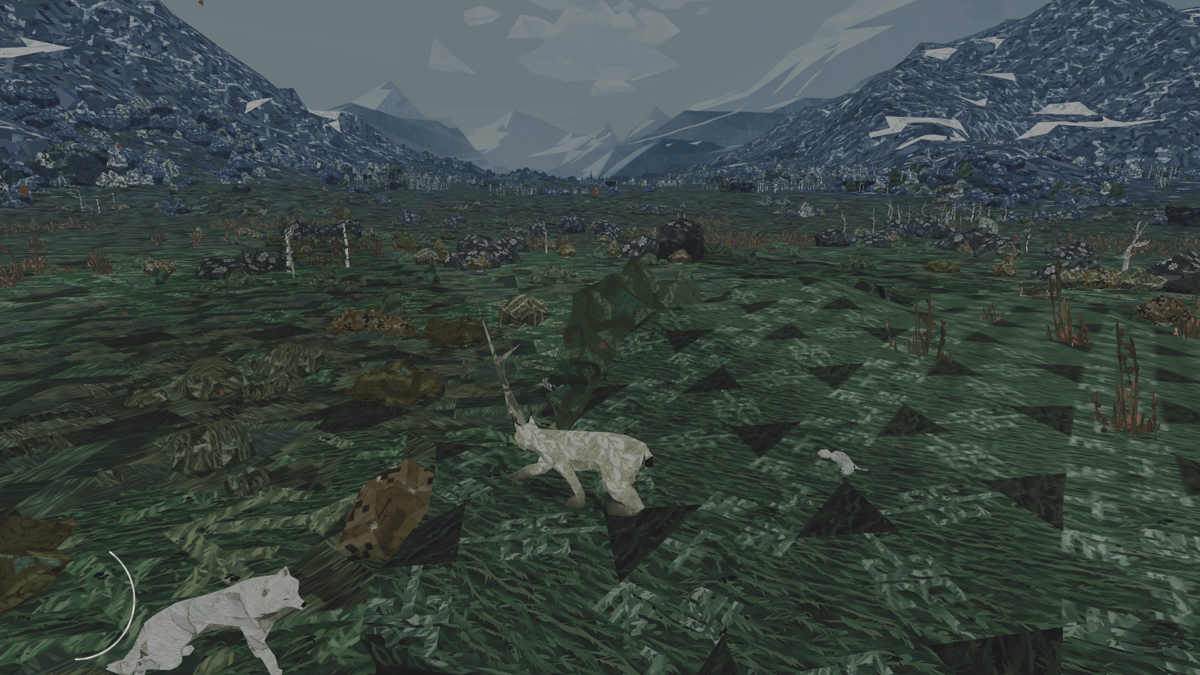 Shelter 2 (Windows) screenshot: Attacked by wolf pack. There's no way to fight back, only run and reach higher ground