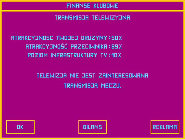 Pol-Gol! (DOS) screenshot: TV transmissions