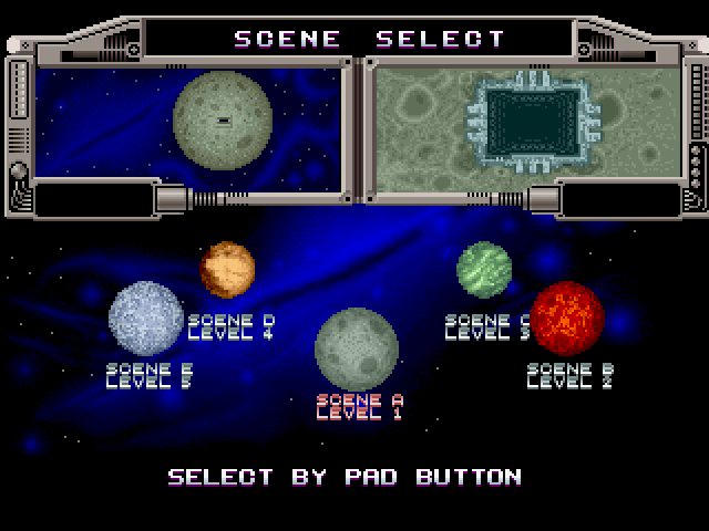 Galaxy Force II (FM Towns) screenshot: You can select the stage right from the beginning
