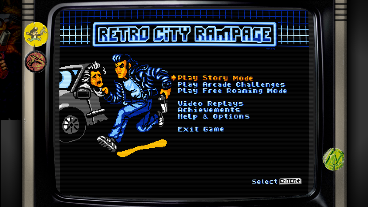 Retro City Rampage: DX (Windows) screenshot: Main menu