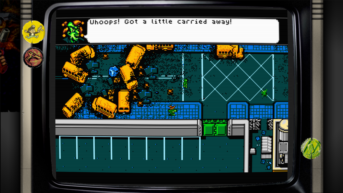 Retro City Rampage: DX (Windows) screenshot: A lot of buses have been blown up.