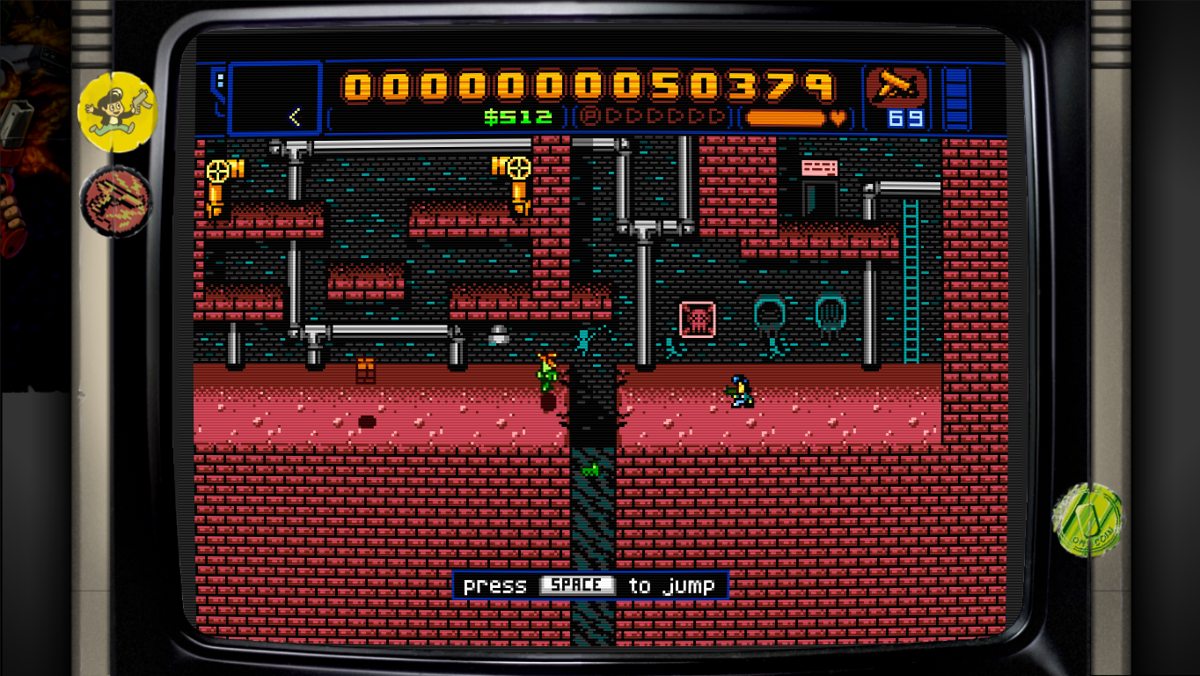 Retro City Rampage: DX (Windows) screenshot: A platforming section