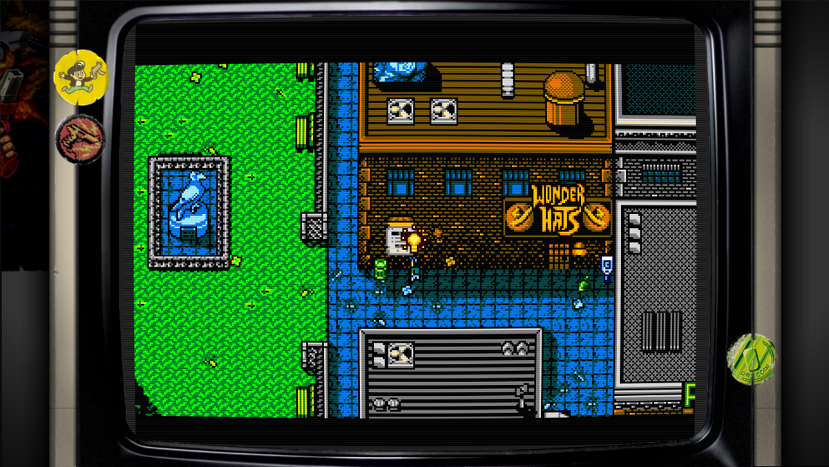 Retro City Rampage: DX (Windows) screenshot: Start of the game, looking at and ad to assist a criminal organization.